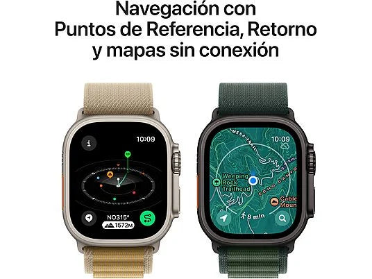 Apple Watch Ultra 2 (2024), GPS + Telemóvel, 49 mm, Caixa em Titânio Natural, Gesto de Toque Duplo, Bracelete Ocean em Azul Marinho