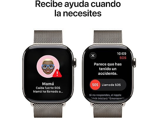 Apple Watch Series 10 (2024), GPS + Telemóvel, 46 mm, Gesto de Toque Duplo, Caixa em Titânio Natural, Bracelete Milanese Loop Natural, Tamanho S/M