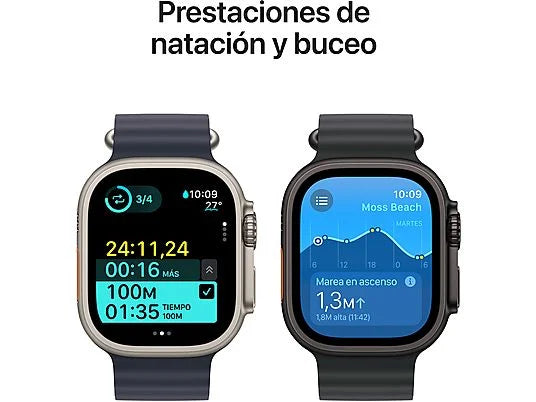 Apple Watch Ultra 2 (2024), GPS + Telemóvel, 49 mm, Caixa em Titânio Natural, Gesto de Toque Duplo, Bracelete Milanese Loop em Titânio Natural, Tamanho S