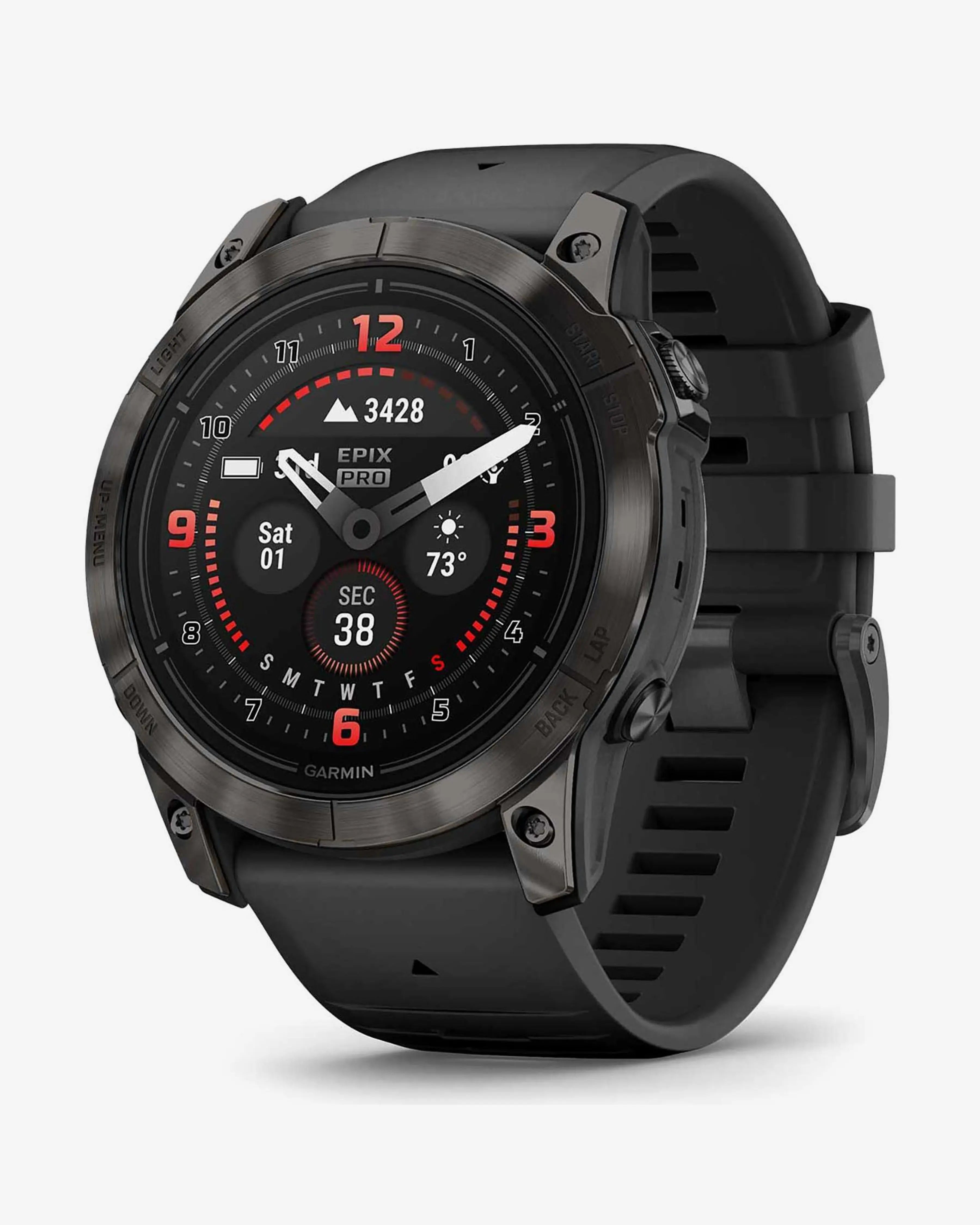 Bracelete Garmin EPIX 2 PRO Sapphire 51 mm em titânio DLC cinzento carbono e preto