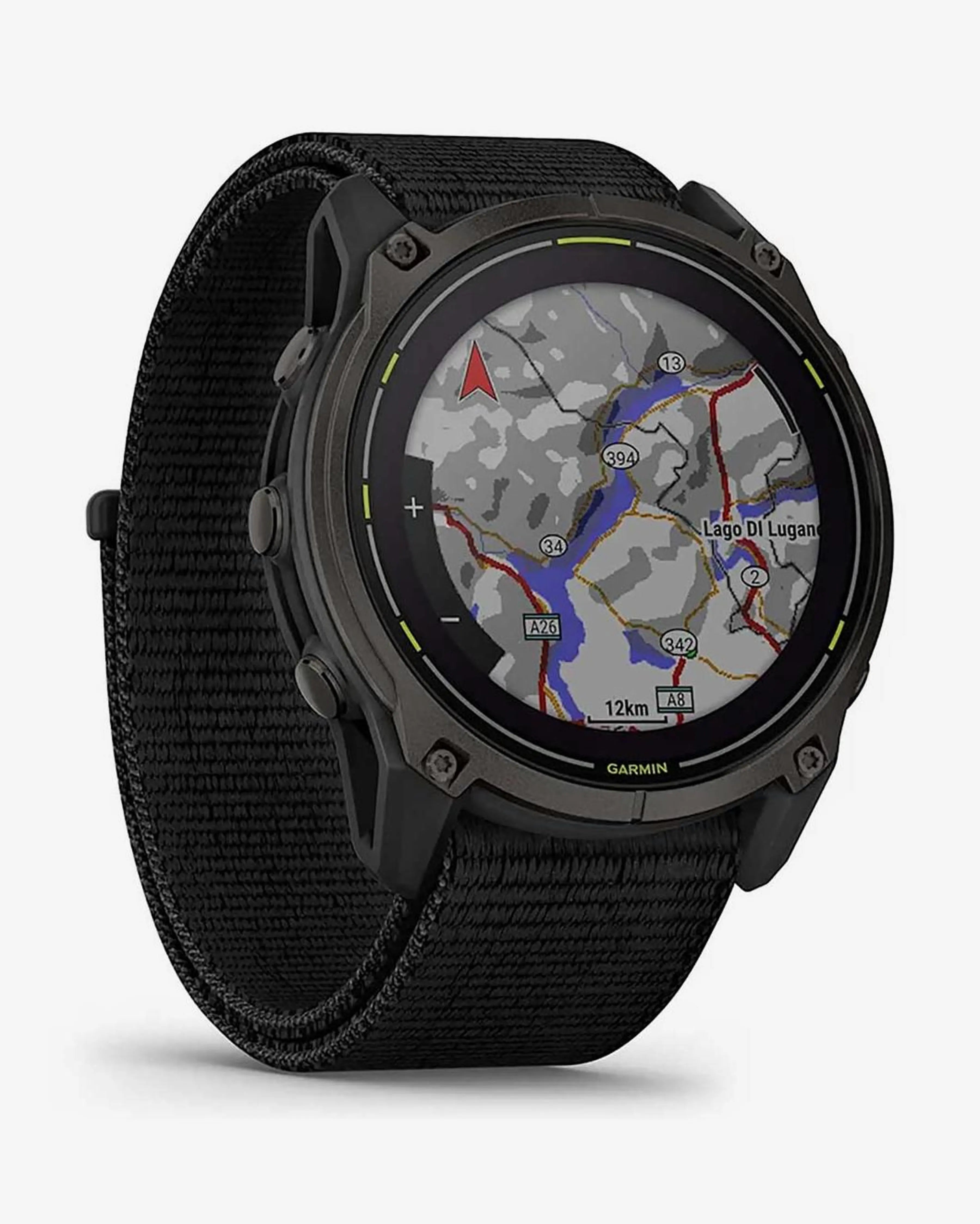 Bracelete Garmin Enduro 3 Sapphire Solar 51 mm em titânio, cinzento carbono e preto.