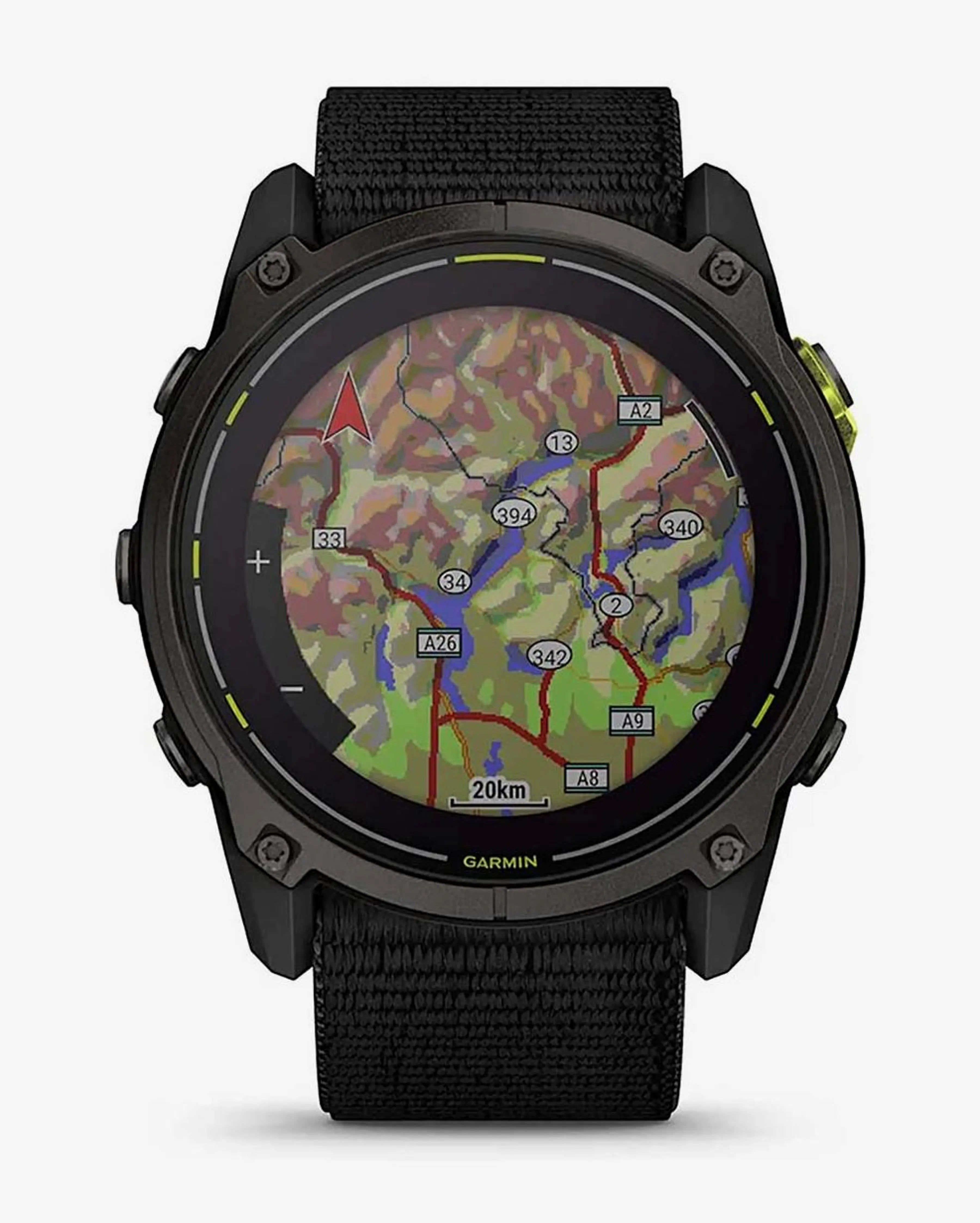 Bracelete Garmin Enduro 3 Sapphire Solar 51 mm em titânio, cinzento carbono e preto.