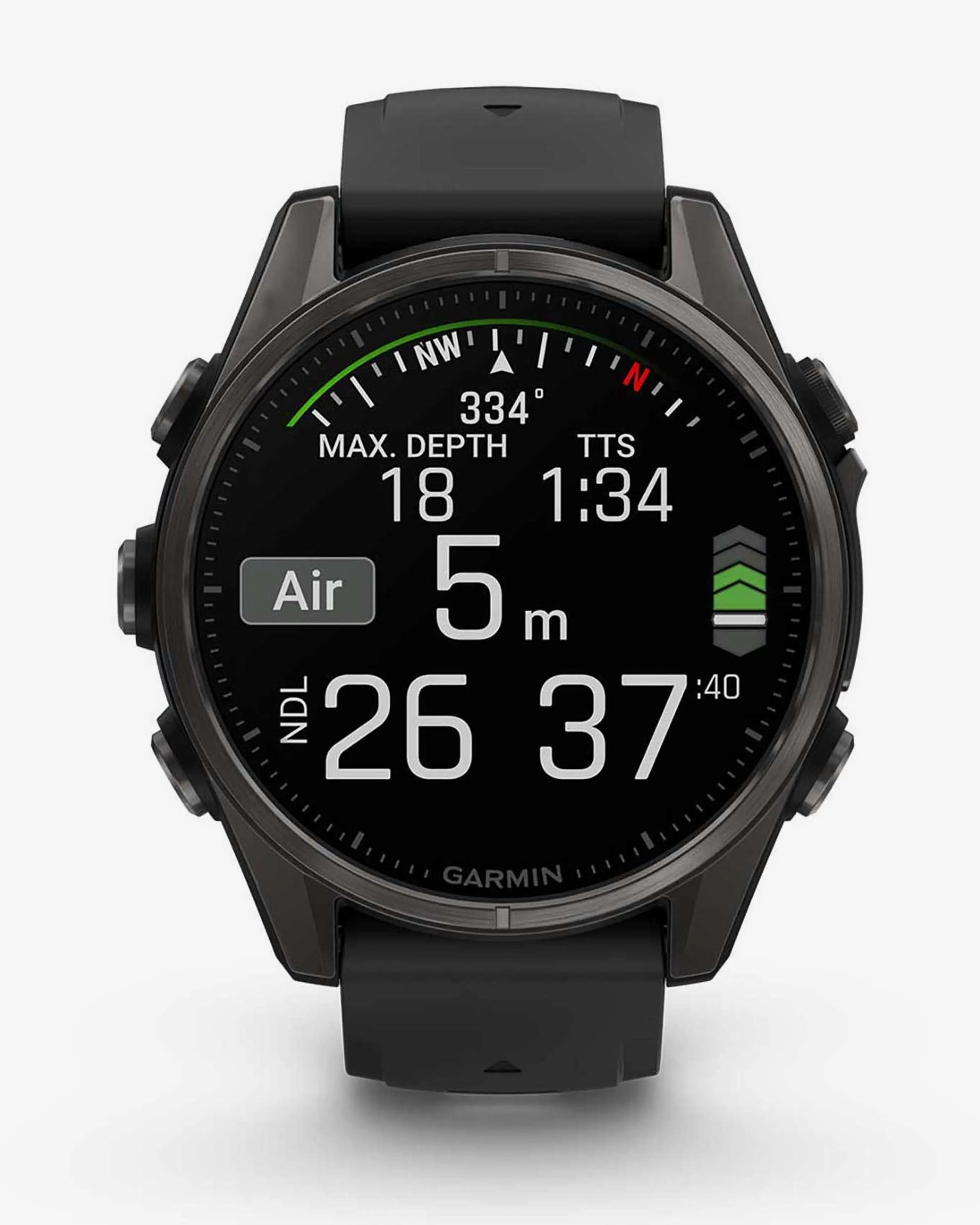 Bracelete Garmin Fenix 8 AMOLED Sapphire 43mm em titânio, cinzento carbono e preto