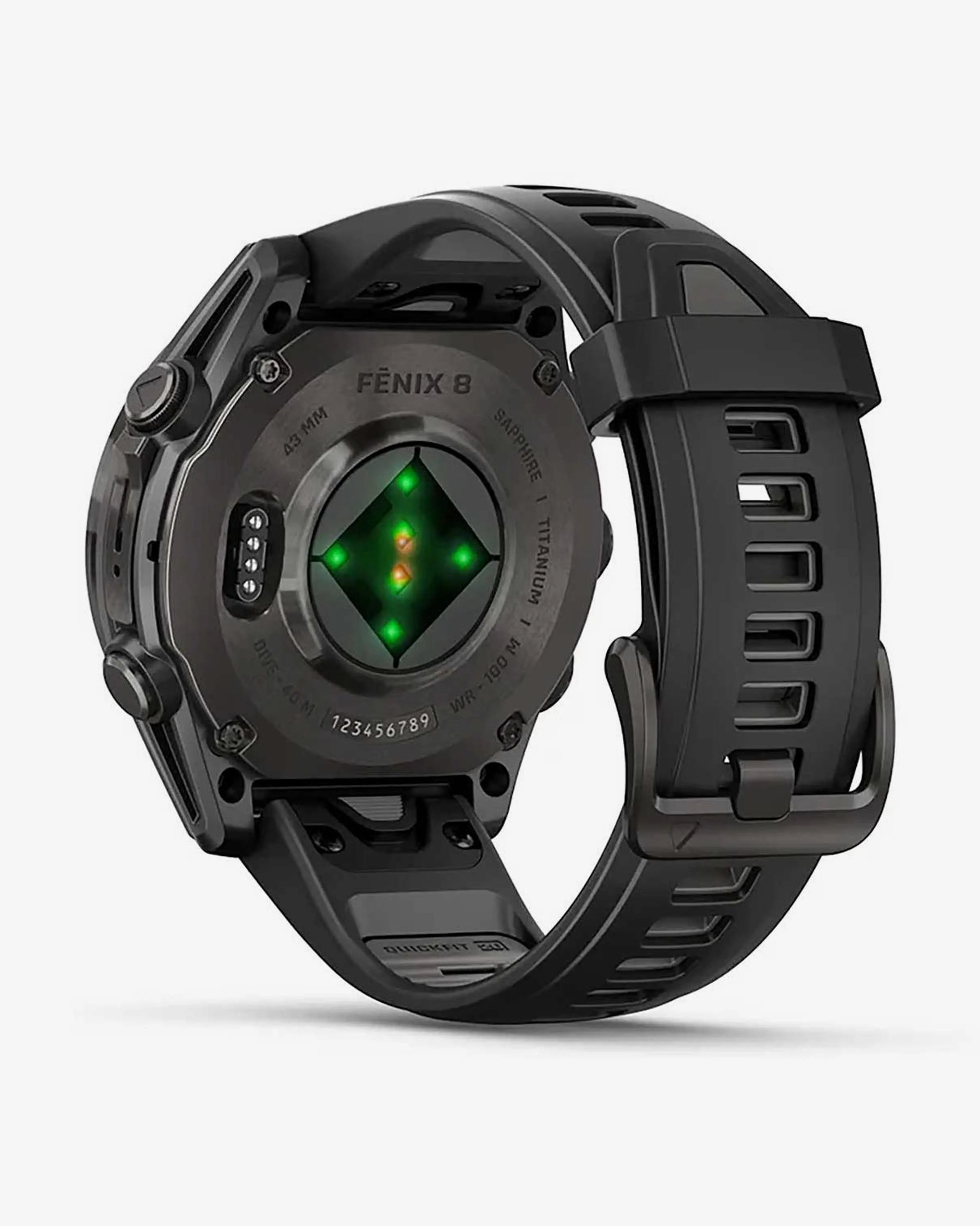 Garmin Fenix 8 AMOLED Zafiro 43 mm Titanio gris carbón correa negro