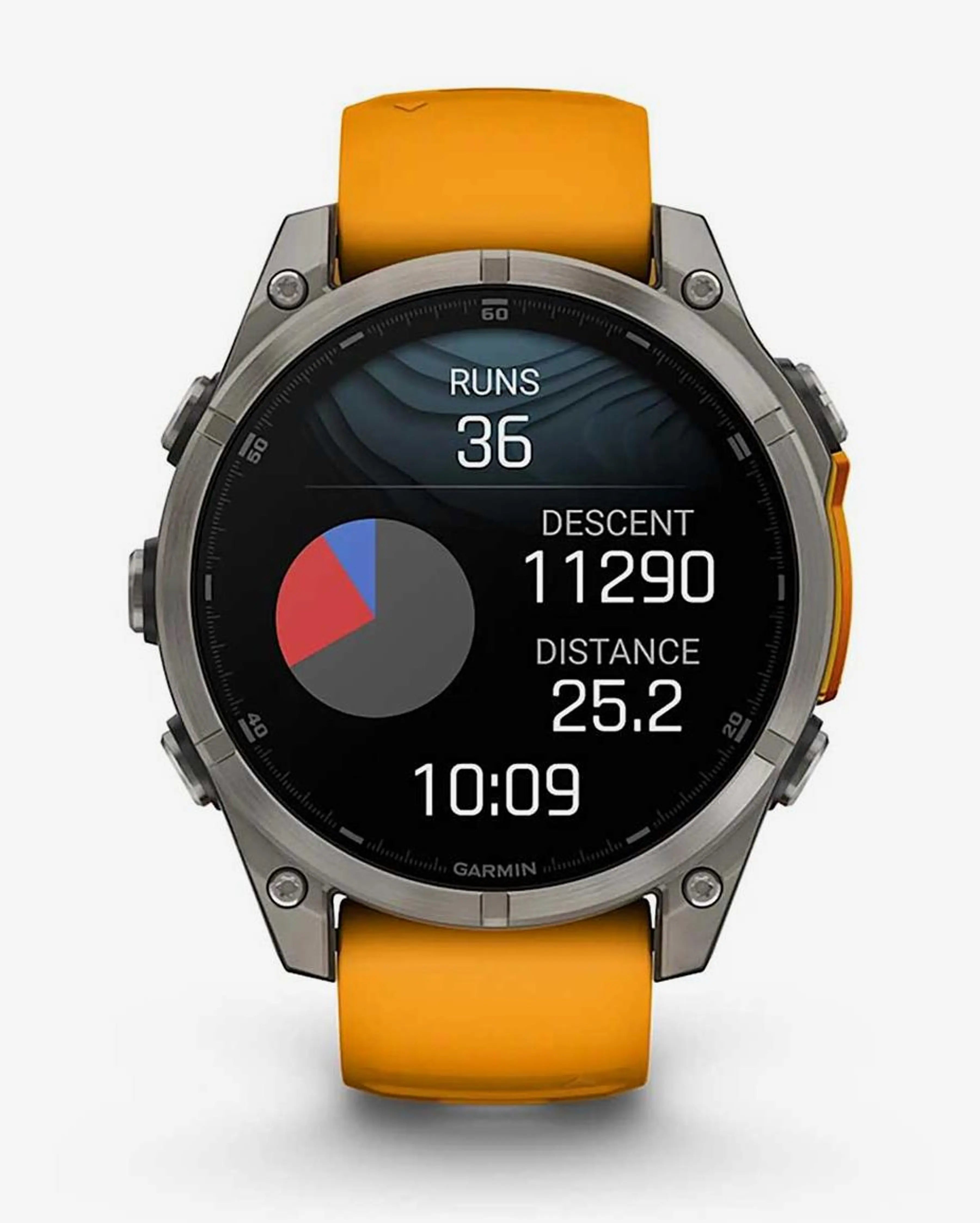 Garmin Fenix 8 AMOLED Zafiro 47 mm Titanio plateado correa naranja