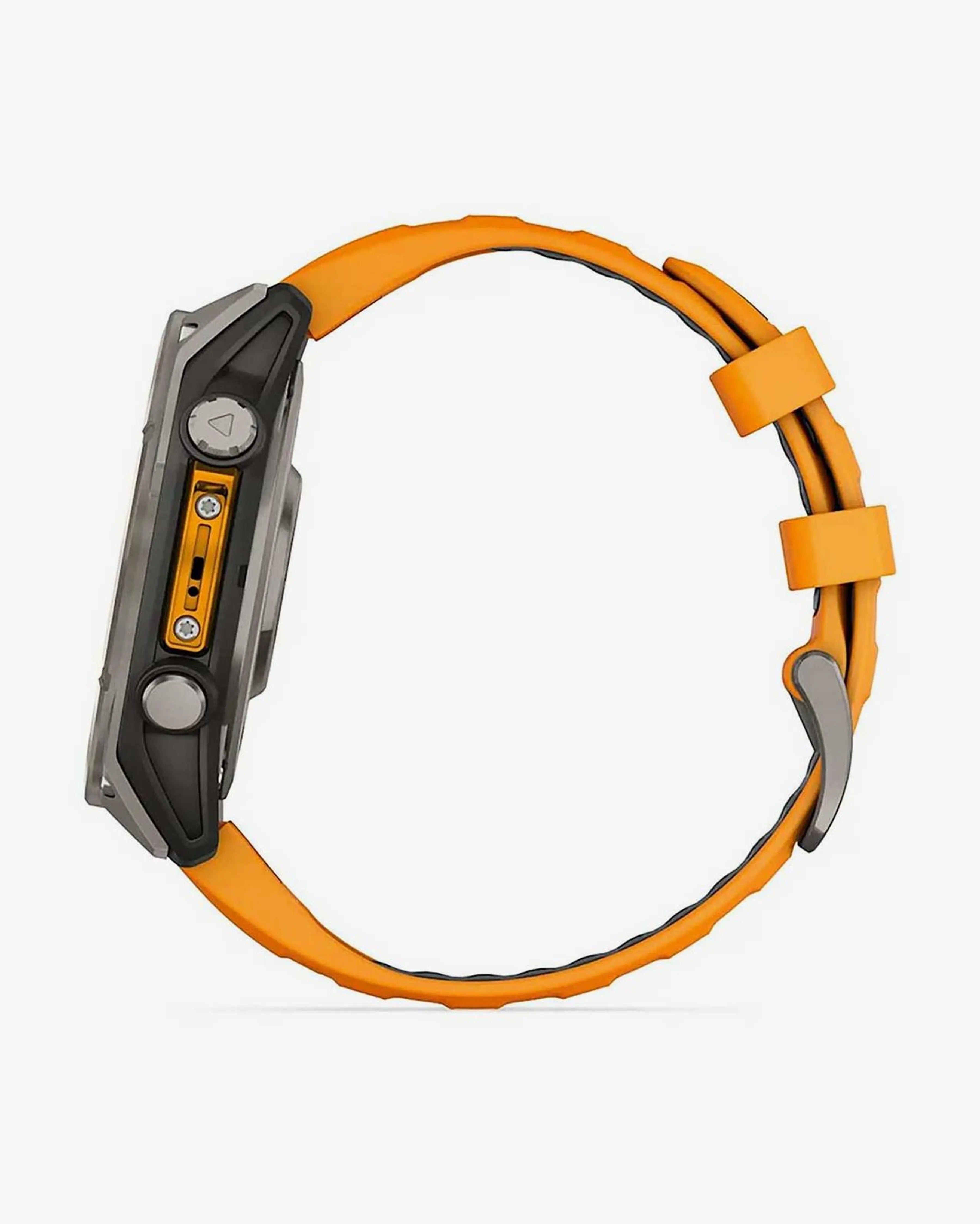 Garmin Fenix 8 AMOLED Sapphire 47mm Titânio Prata Pulseira Laranja
