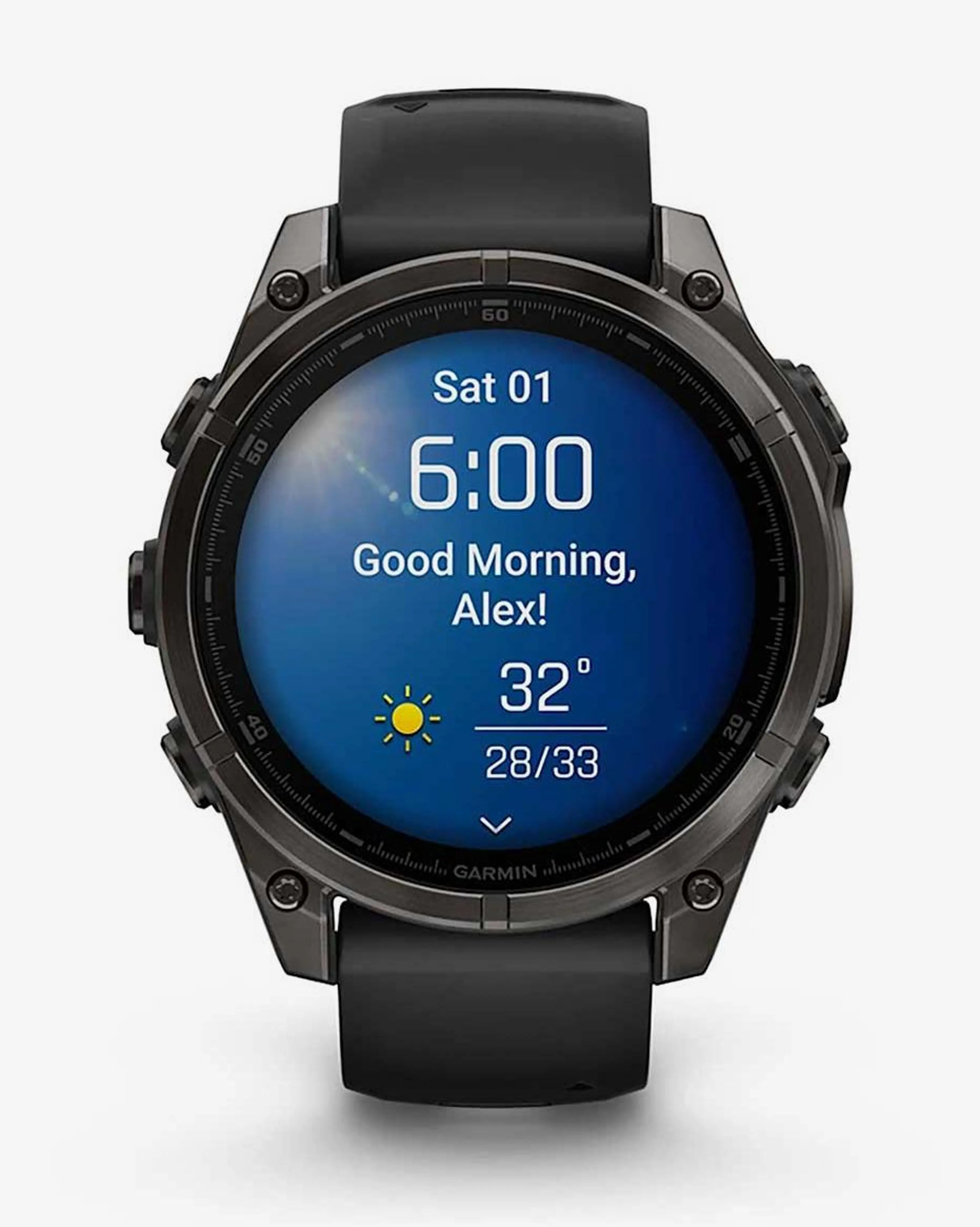 Garmin Fenix 8 AMOLED Zafiro 47 mm Titanio gris carbón correa negro