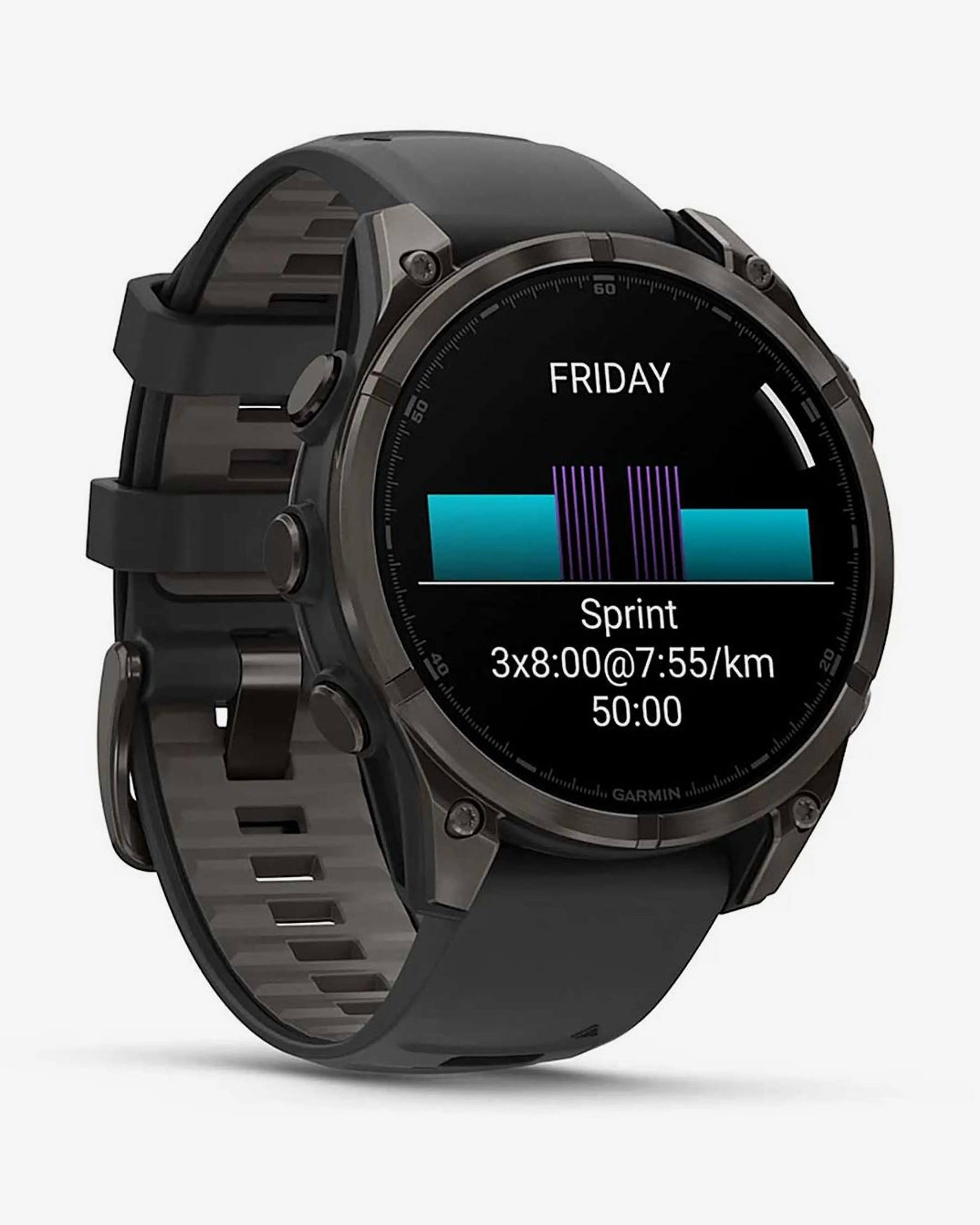 Bracelete preta e titânio com revestimento em cinza carbono para Garmin Fenix 8 AMOLED Sapphire 47mm