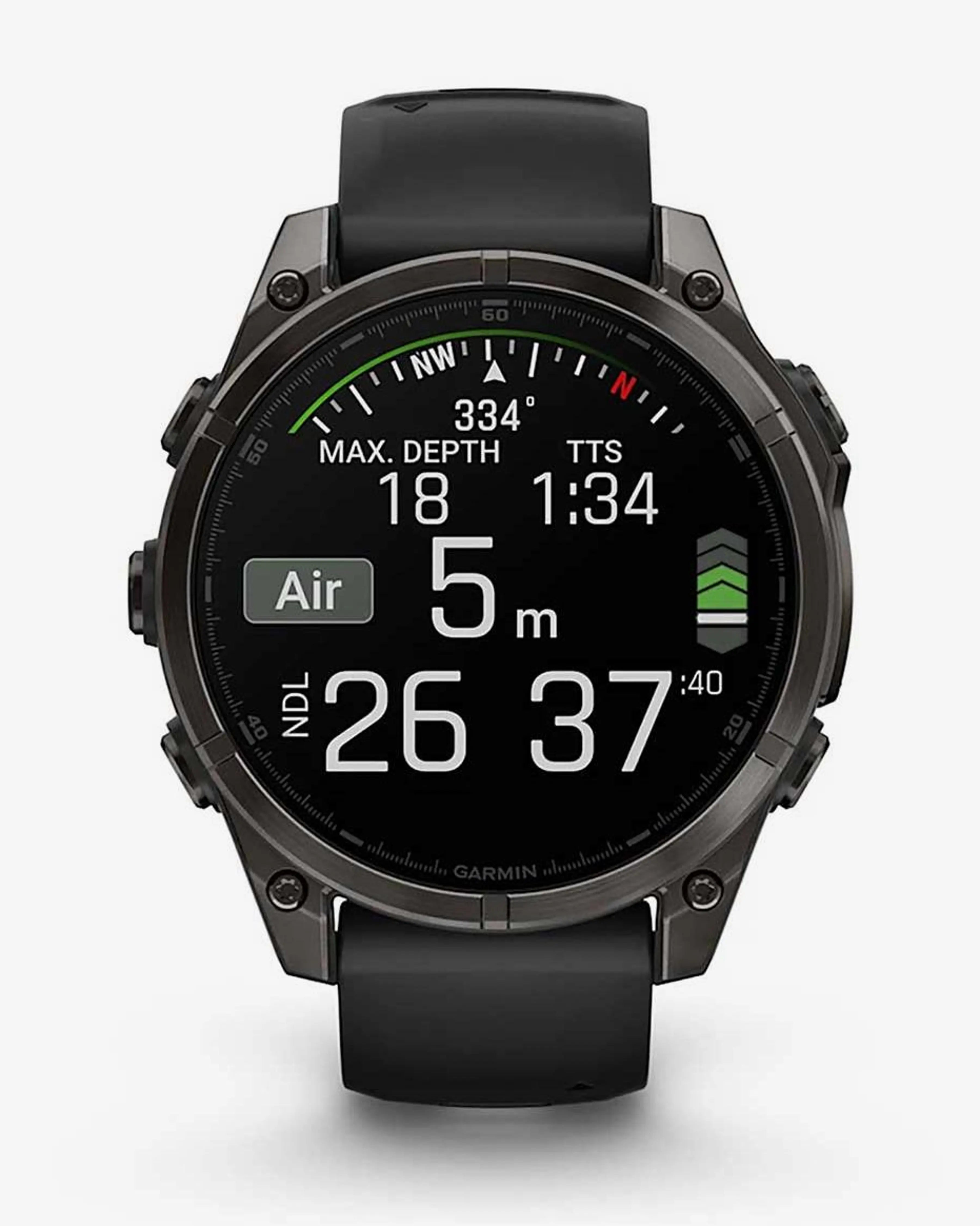 Bracelete preta e titânio com revestimento em cinza carbono para Garmin Fenix 8 AMOLED Sapphire 47mm
