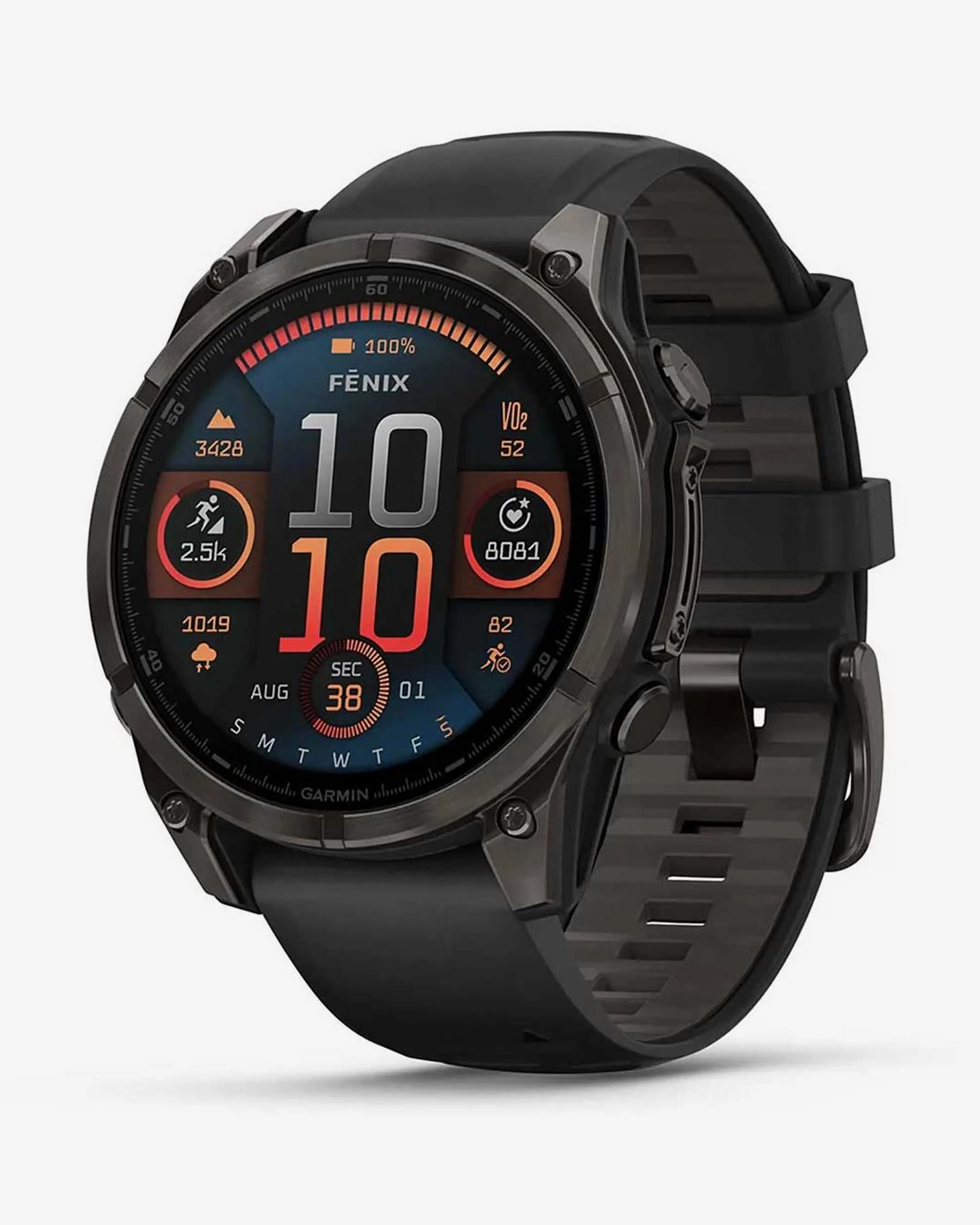 Bracelete preta e titânio com revestimento em cinza carbono para Garmin Fenix 8 AMOLED Sapphire 47mm