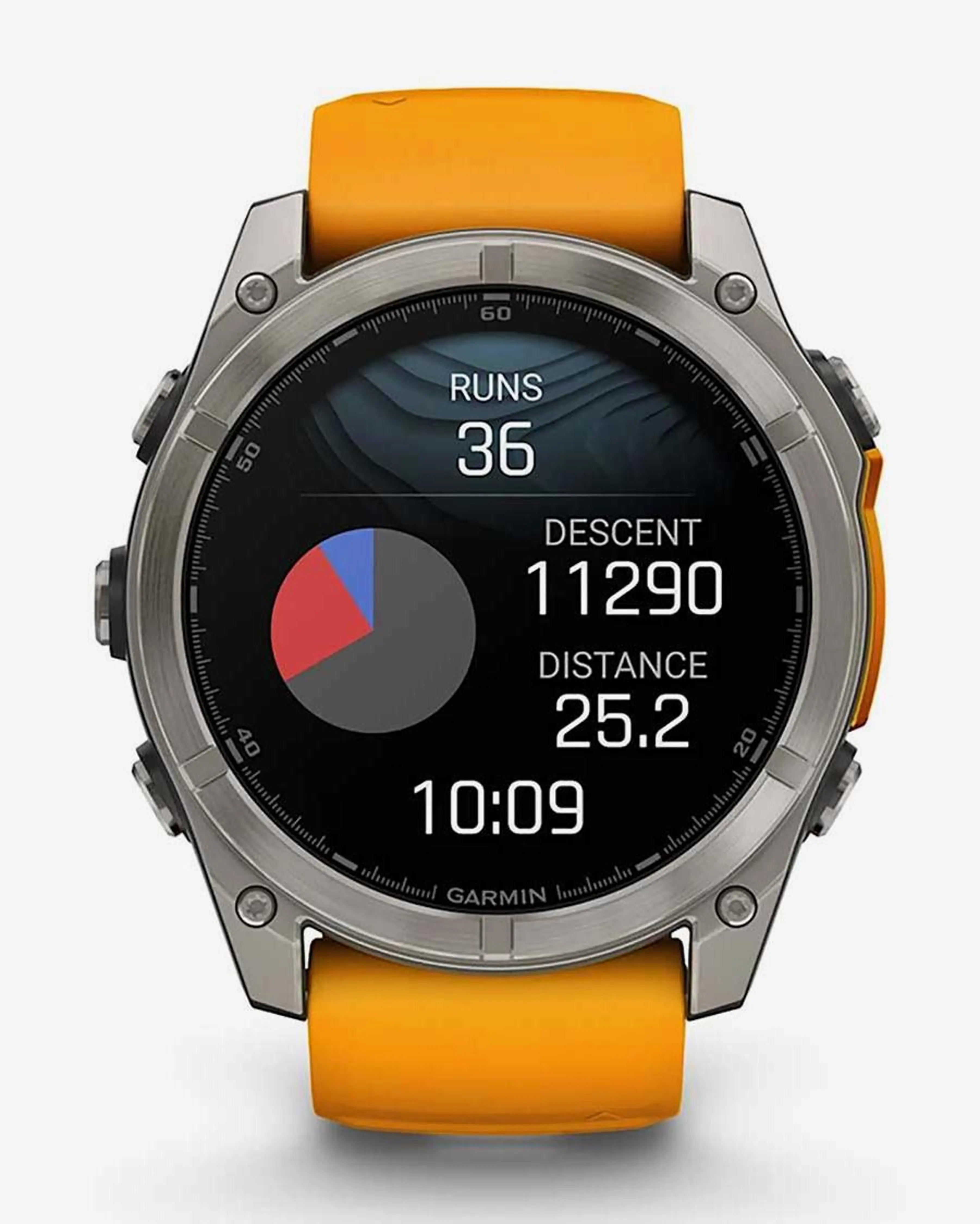 Garmin Fenix 8 AMOLED Sapphire 51mm Titânio Prata Pulseira Laranja