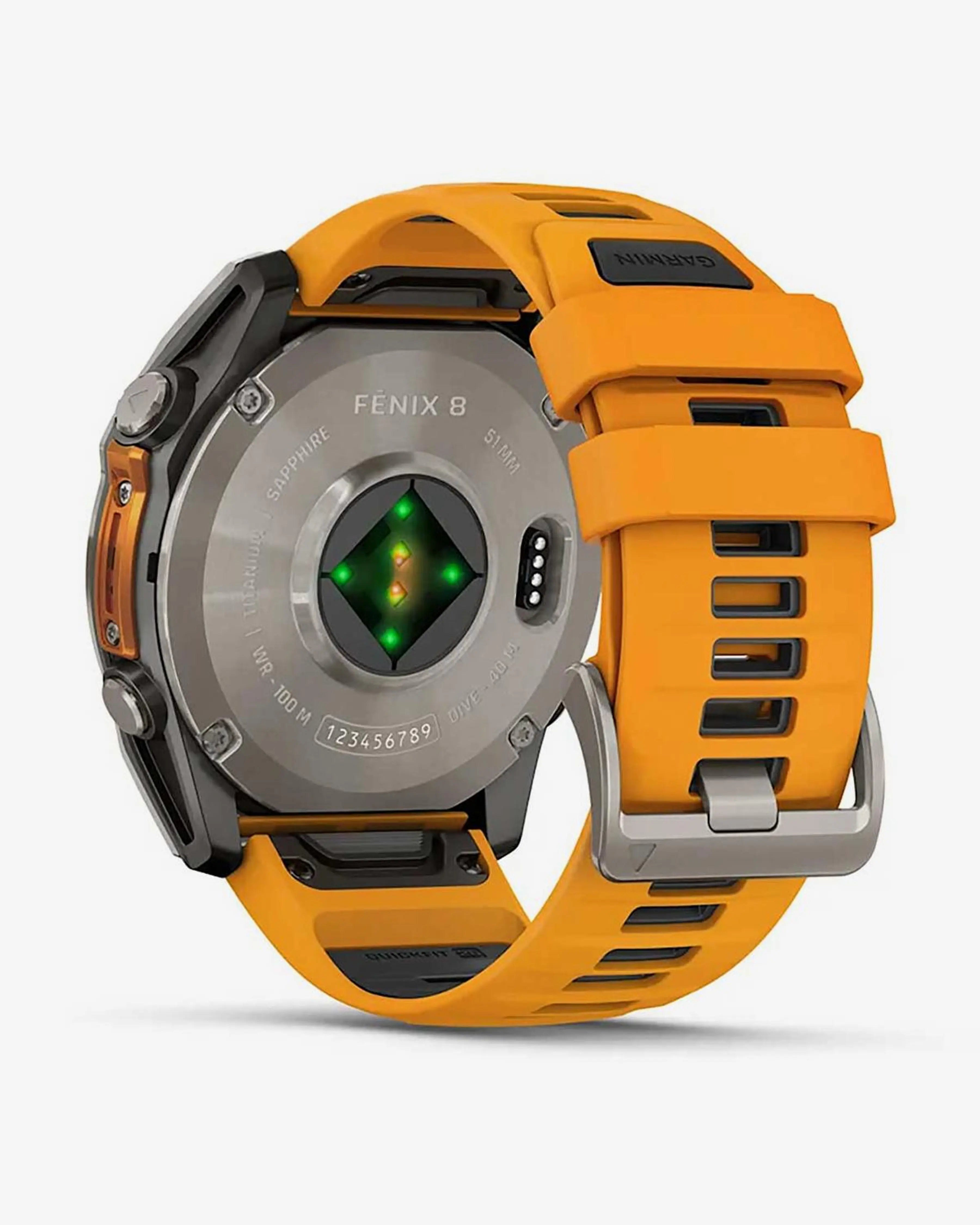 Garmin Fenix 8 AMOLED Zafiro 51 mm Titanio plateado correa naranja