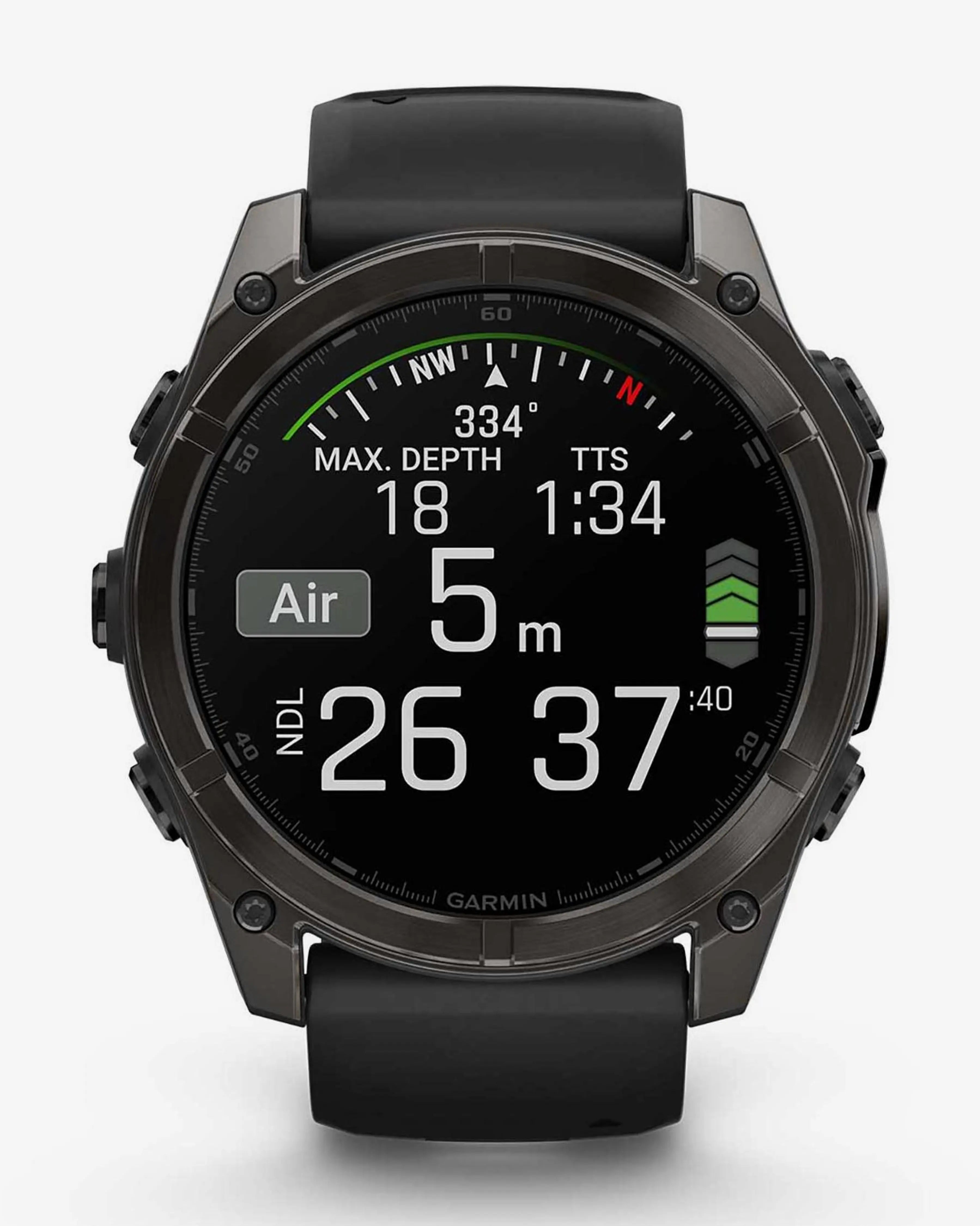 Bracelete Garmin Fenix 8 AMOLED Sapphire 51mm em titânio, cinzento carbono e preto