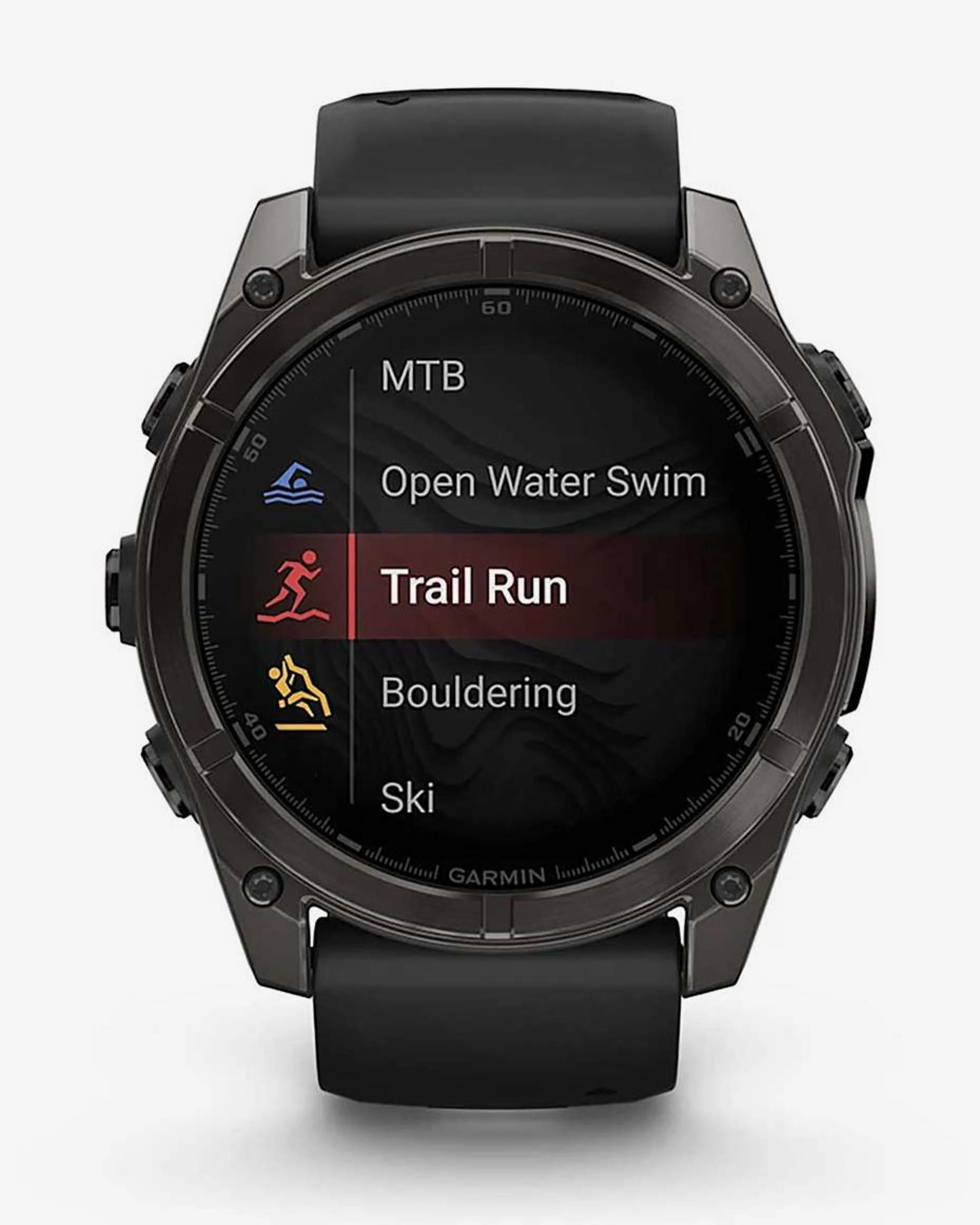 Bracelete Garmin Fenix 8 AMOLED Sapphire 51mm em titânio, cinzento carbono e preto