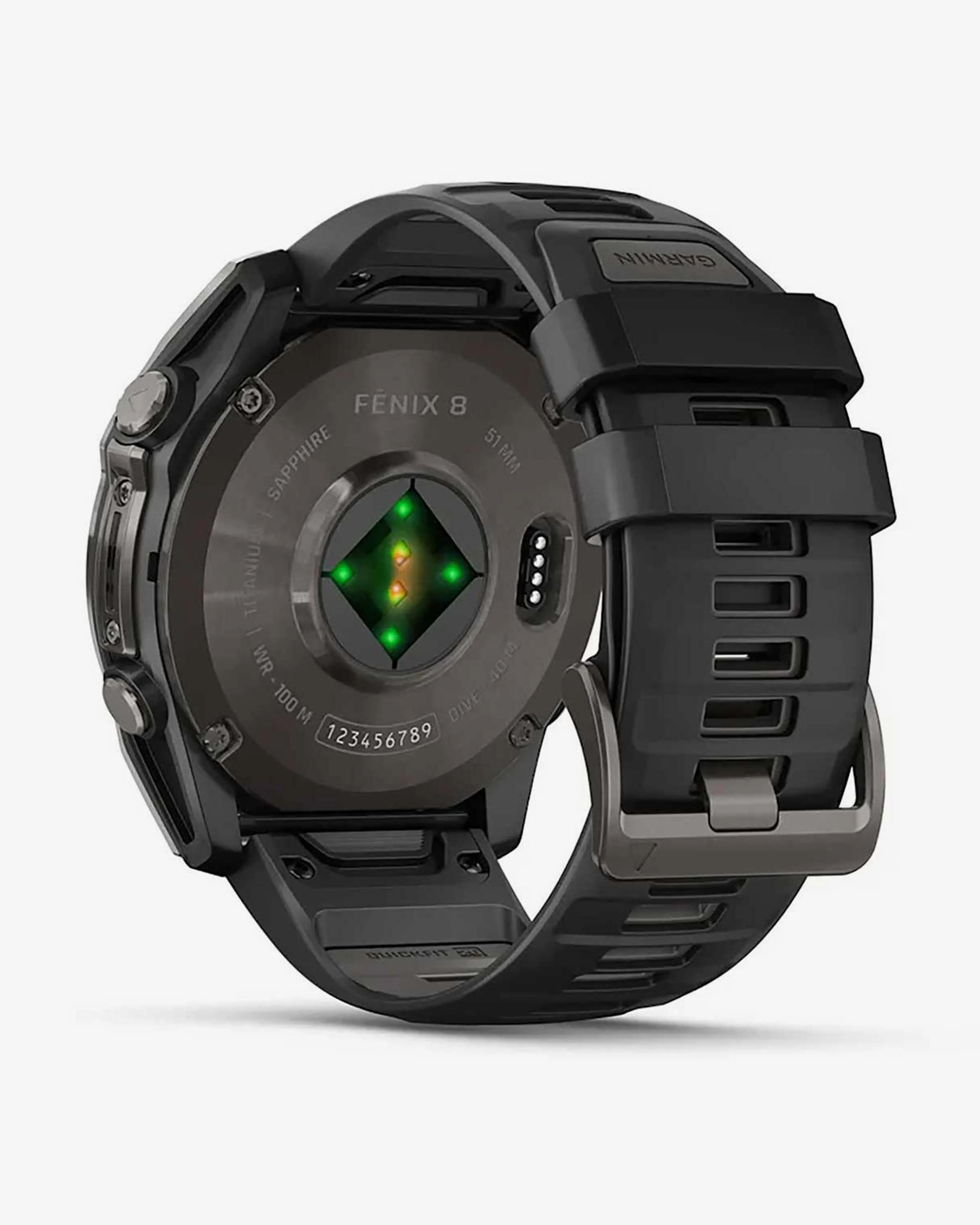 Bracelete Garmin Fenix 8 AMOLED Sapphire 51mm em titânio, cinzento carbono e preto
