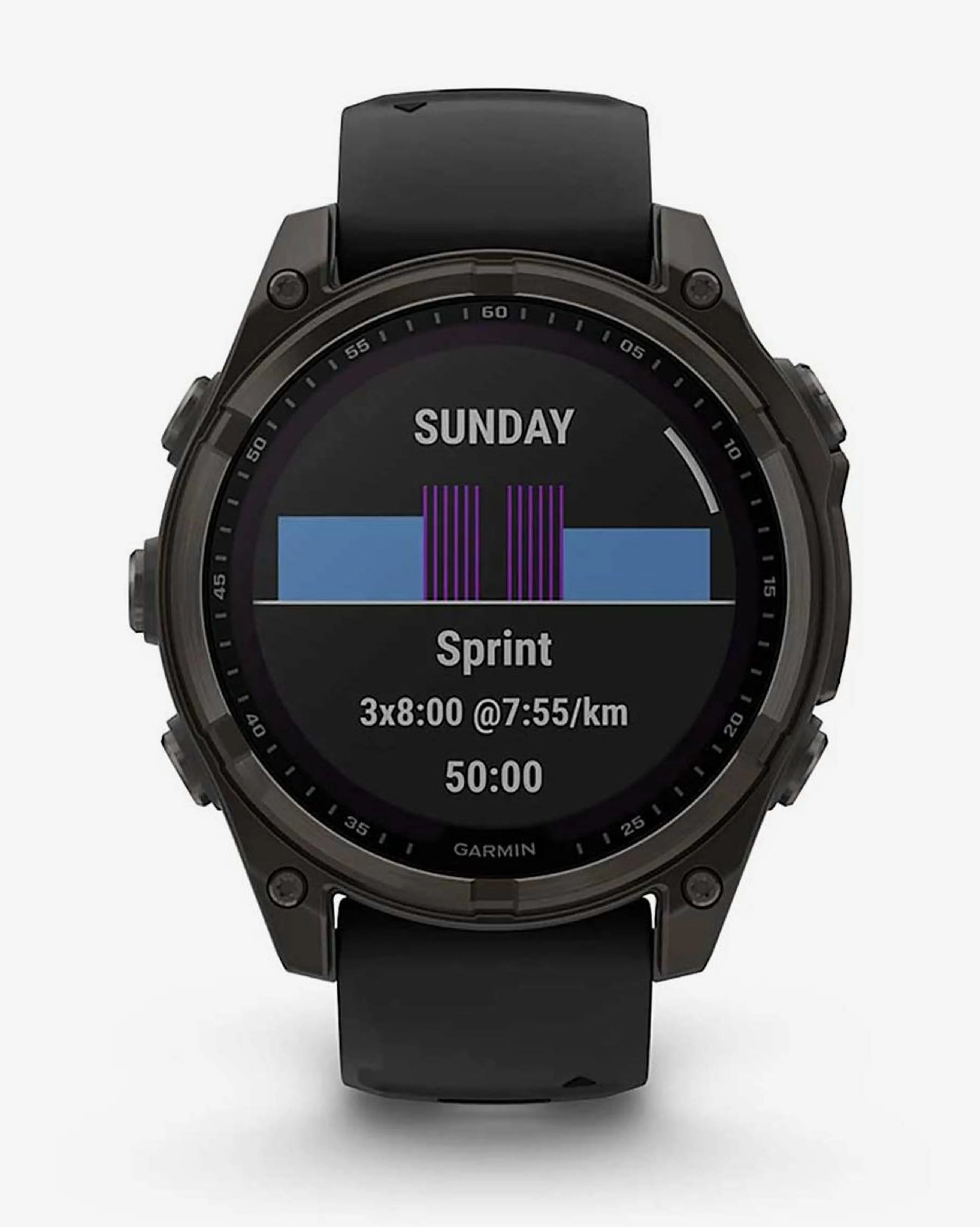 Bracelete Garmin Fenix 8 Sapphire Solar 47mm em titânio, cinzento carbono e preto