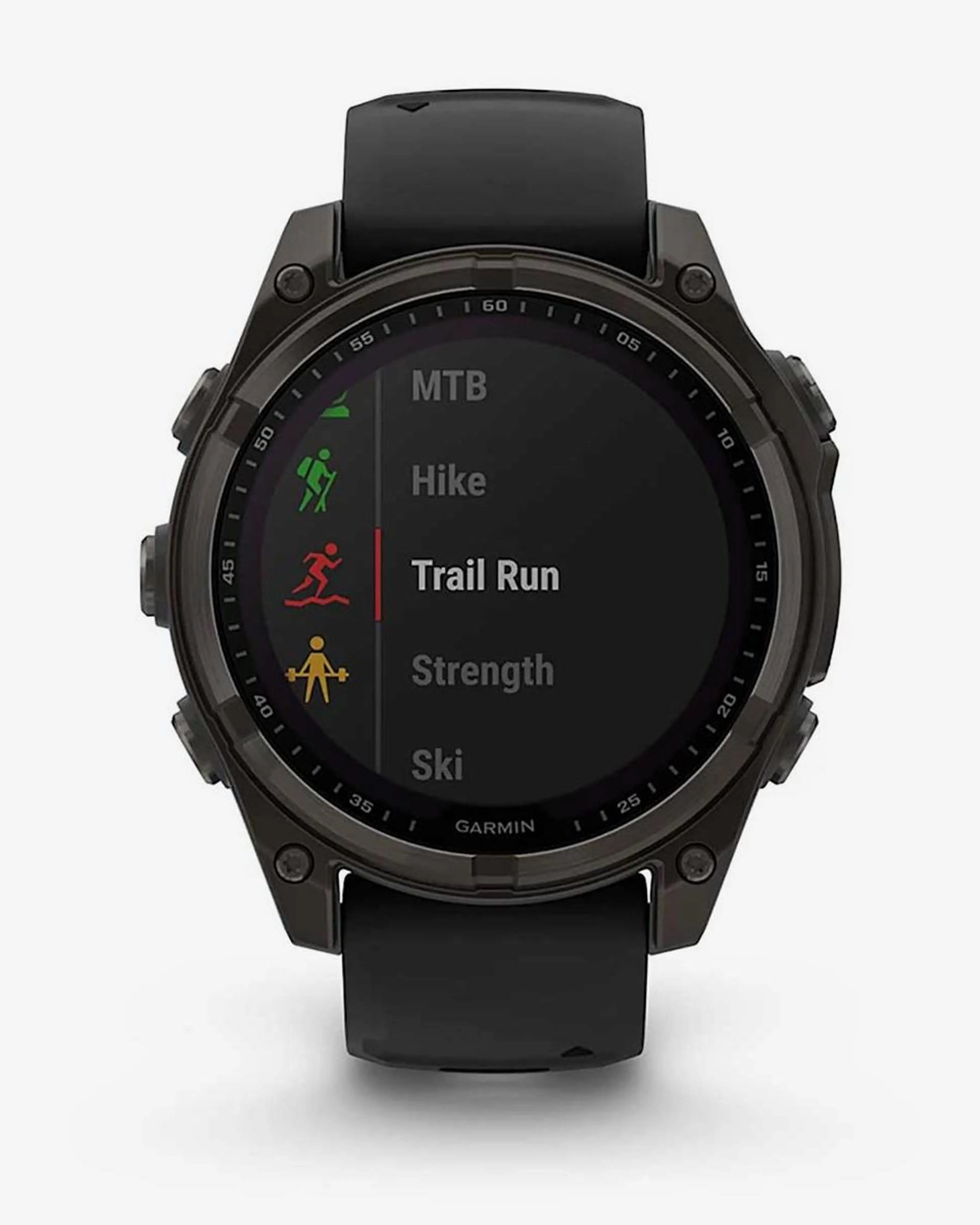 Bracelete Garmin Fenix 8 Sapphire Solar 47mm em titânio, cinzento carbono e preto