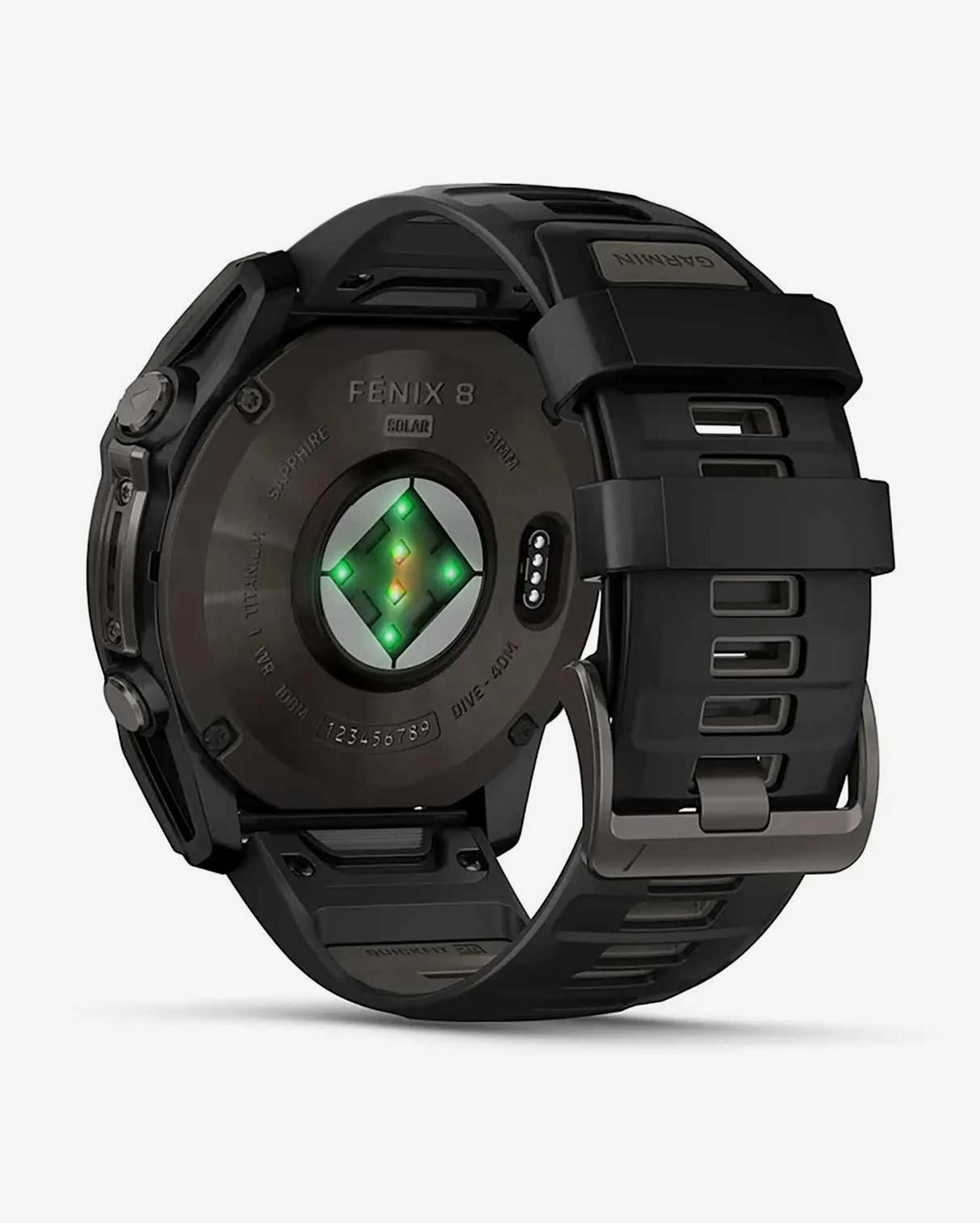 Bracelete Garmin Fenix 8 Sapphire Solar 51mm em titânio, cinzento carbono e preto