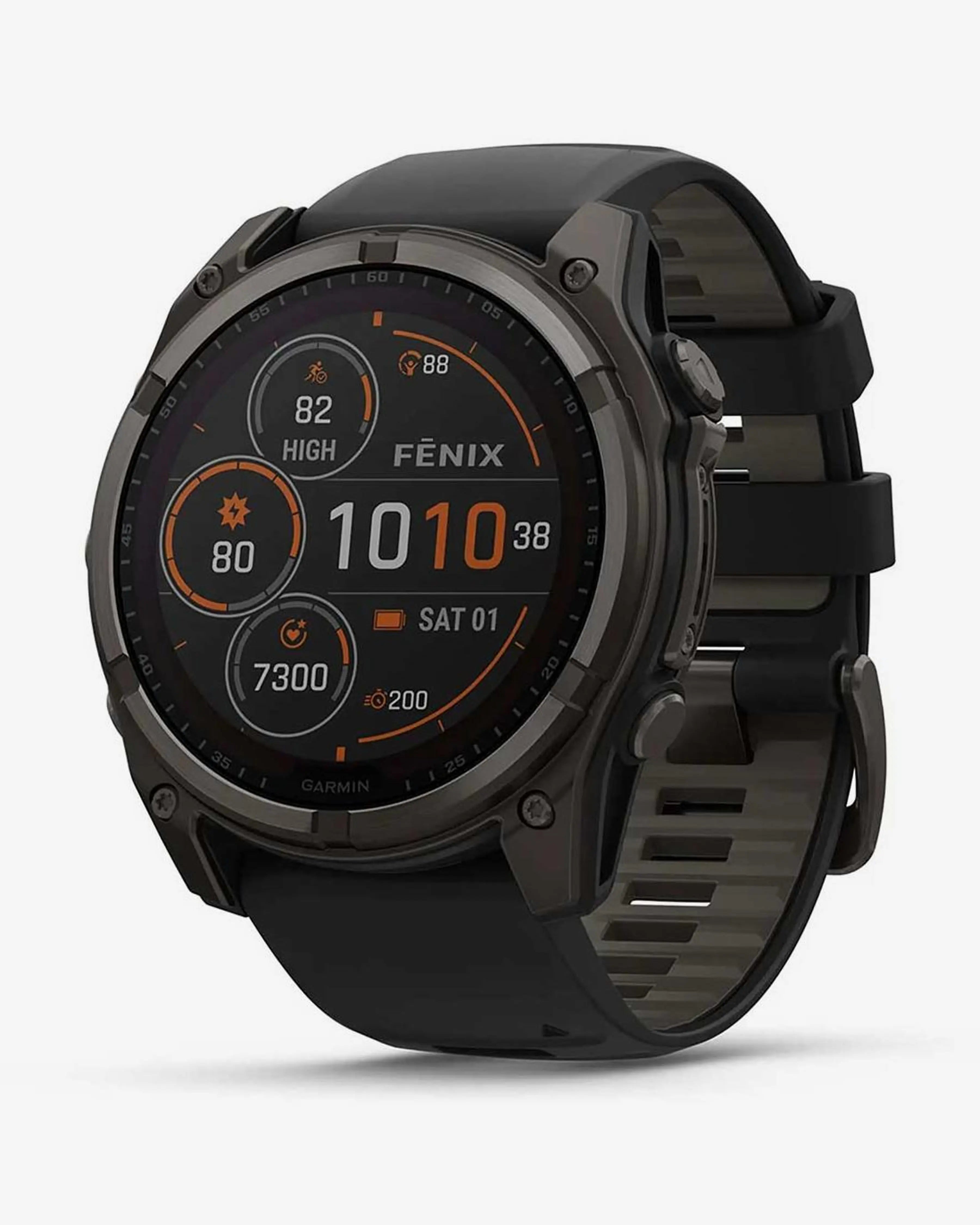 Bracelete Garmin Fenix 8 Sapphire Solar 51mm em titânio, cinzento carbono e preto