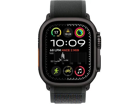 Apple Watch Ultra 2 (2024), GPS + Telemóvel, 49 mm, Caixa em Titânio Preto, Gesto de Toque Duplo, Bracelete Trail Loop Preta, Tamanho S/M