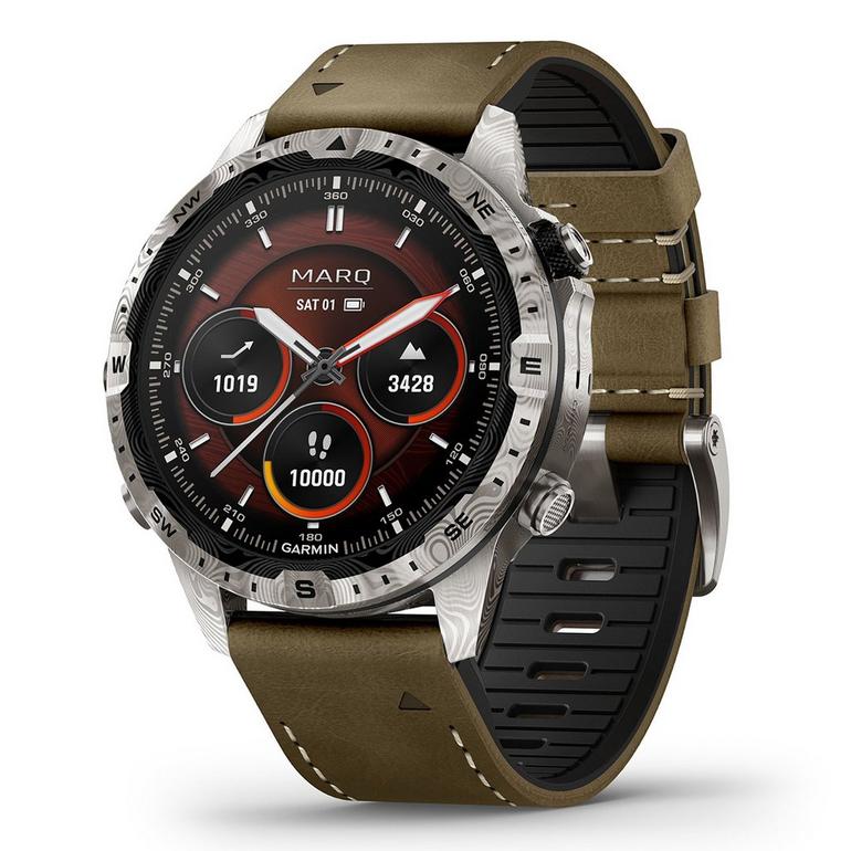 Relógio inteligente Garmin MARQ Adventurer (2ª geração) em aço Damasco, 46 ​​mm, 2.800 £