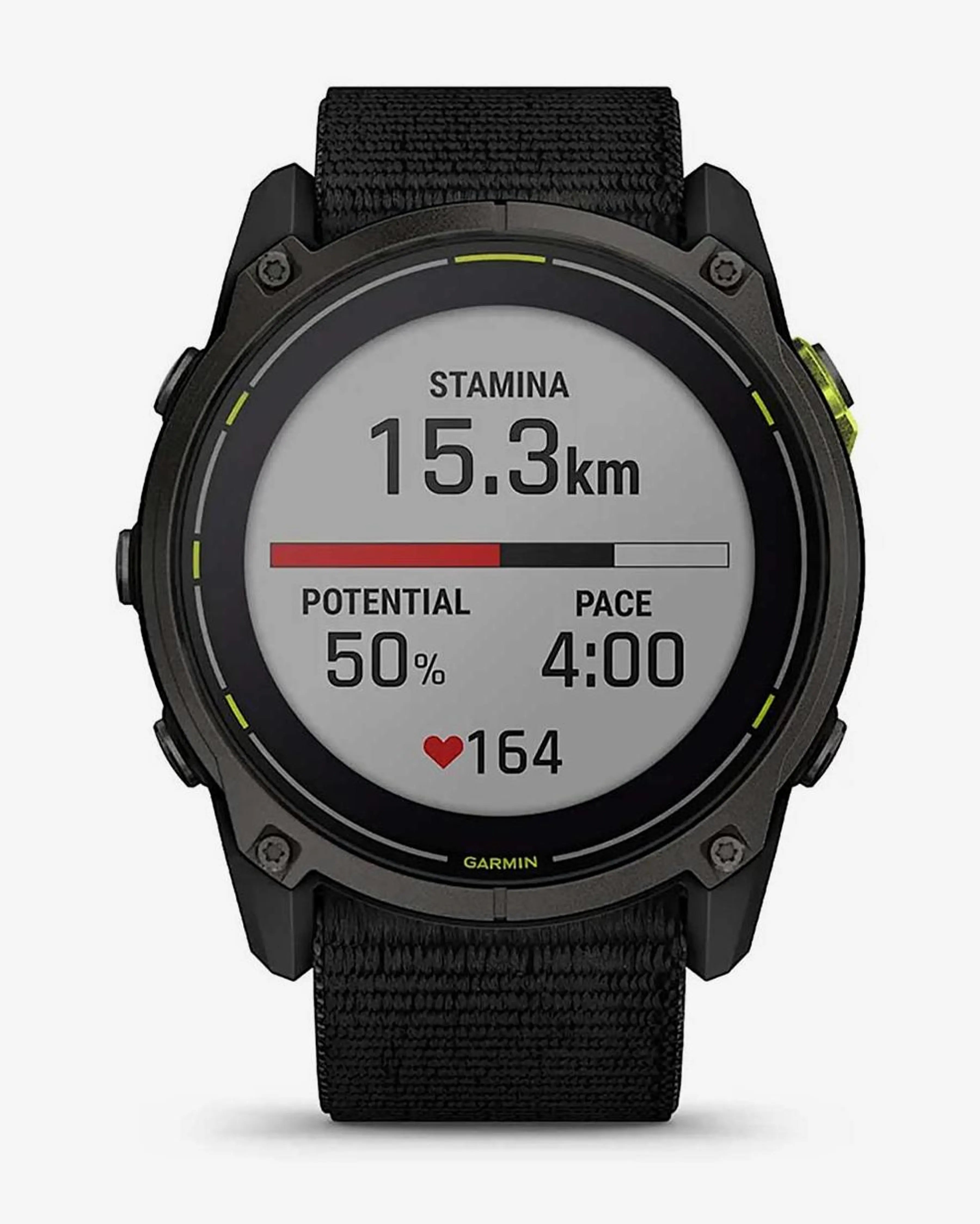 Bracelete Garmin Enduro 3 Sapphire Solar 51 mm em titânio, cinzento carbono e preto.