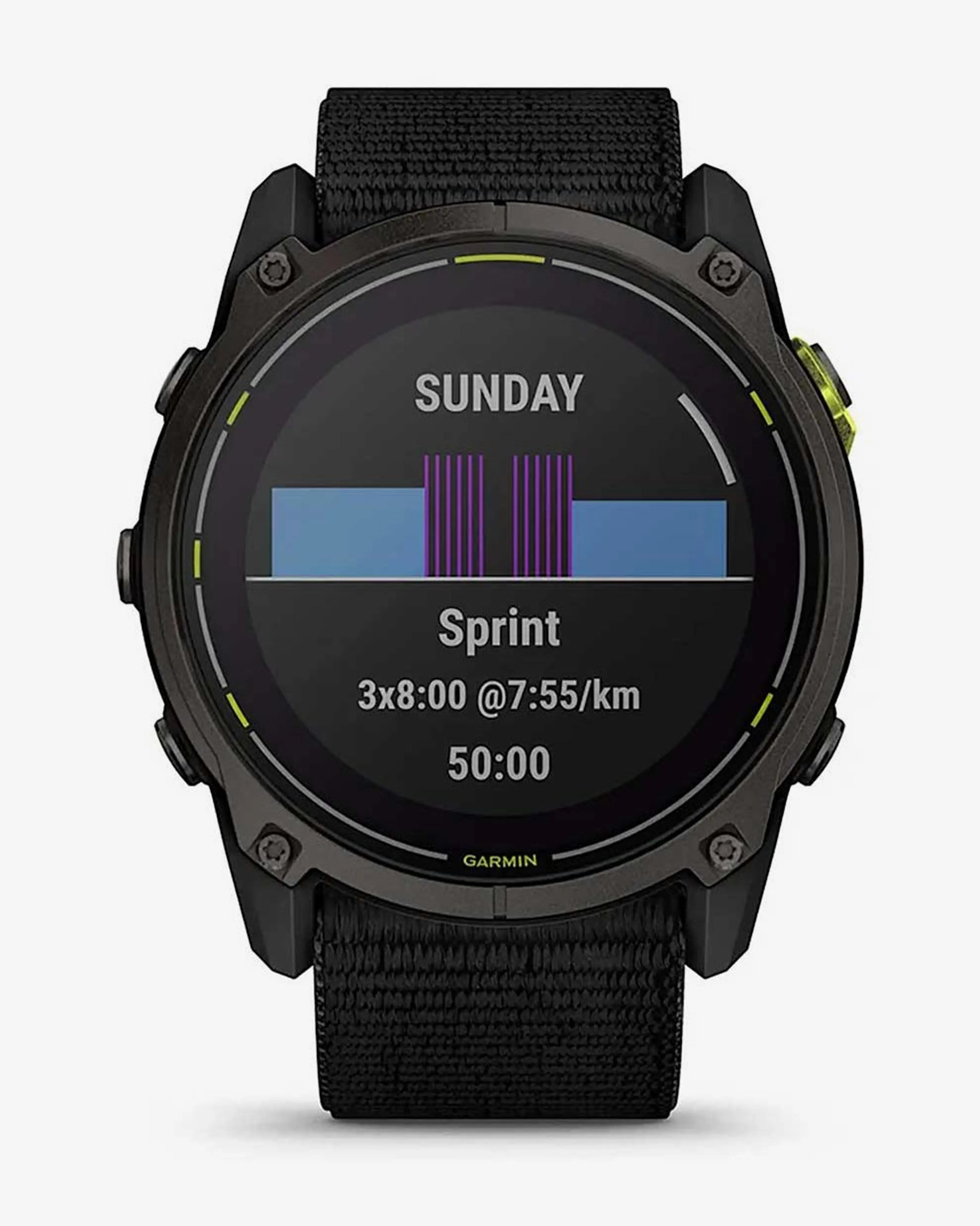 Bracelete Garmin Enduro 3 Sapphire Solar 51 mm em titânio, cinzento carbono e preto.