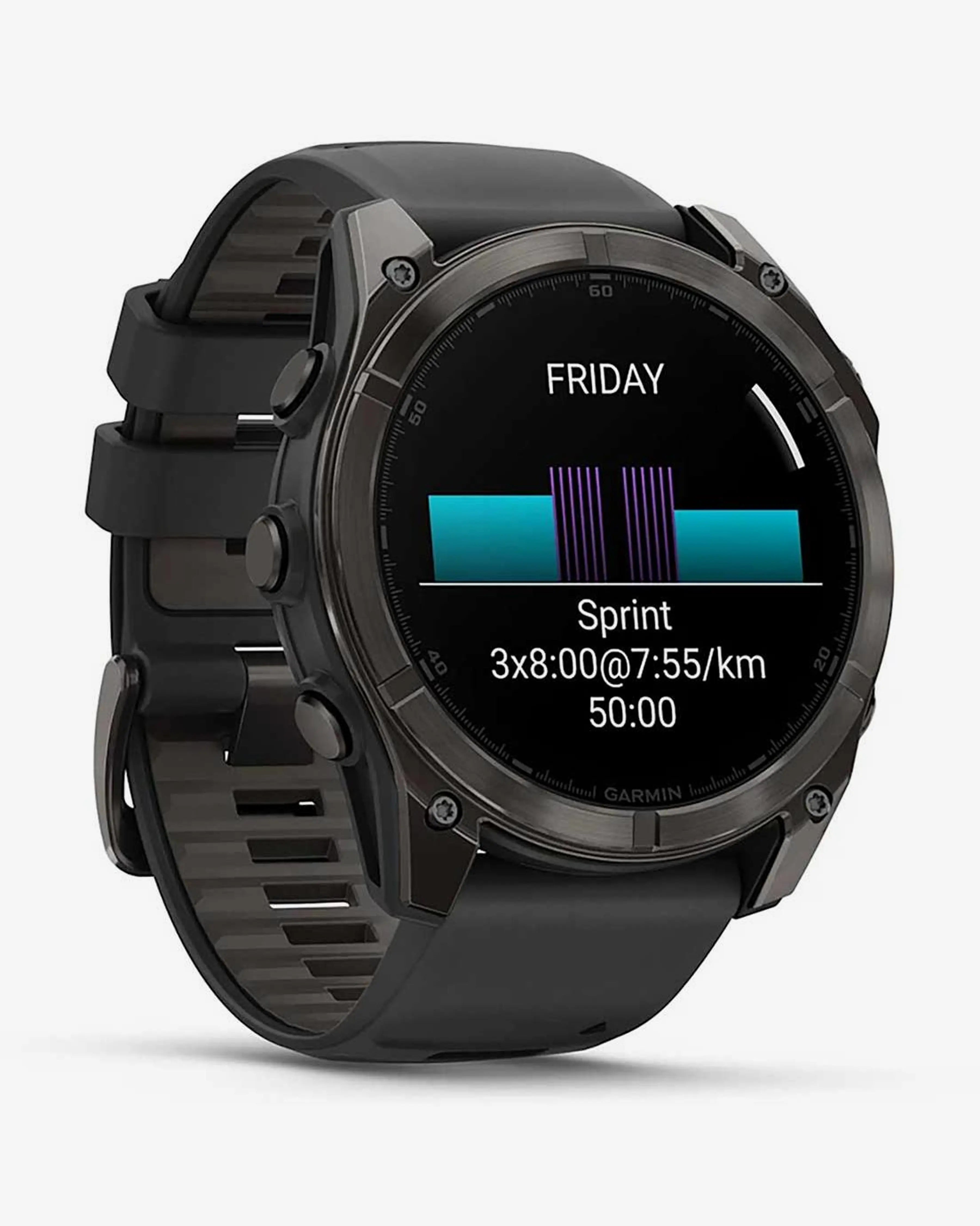 Bracelete Garmin Fenix ​​​​8 AMOLED Sapphire 51mm em titânio, cinzento carbono e preto