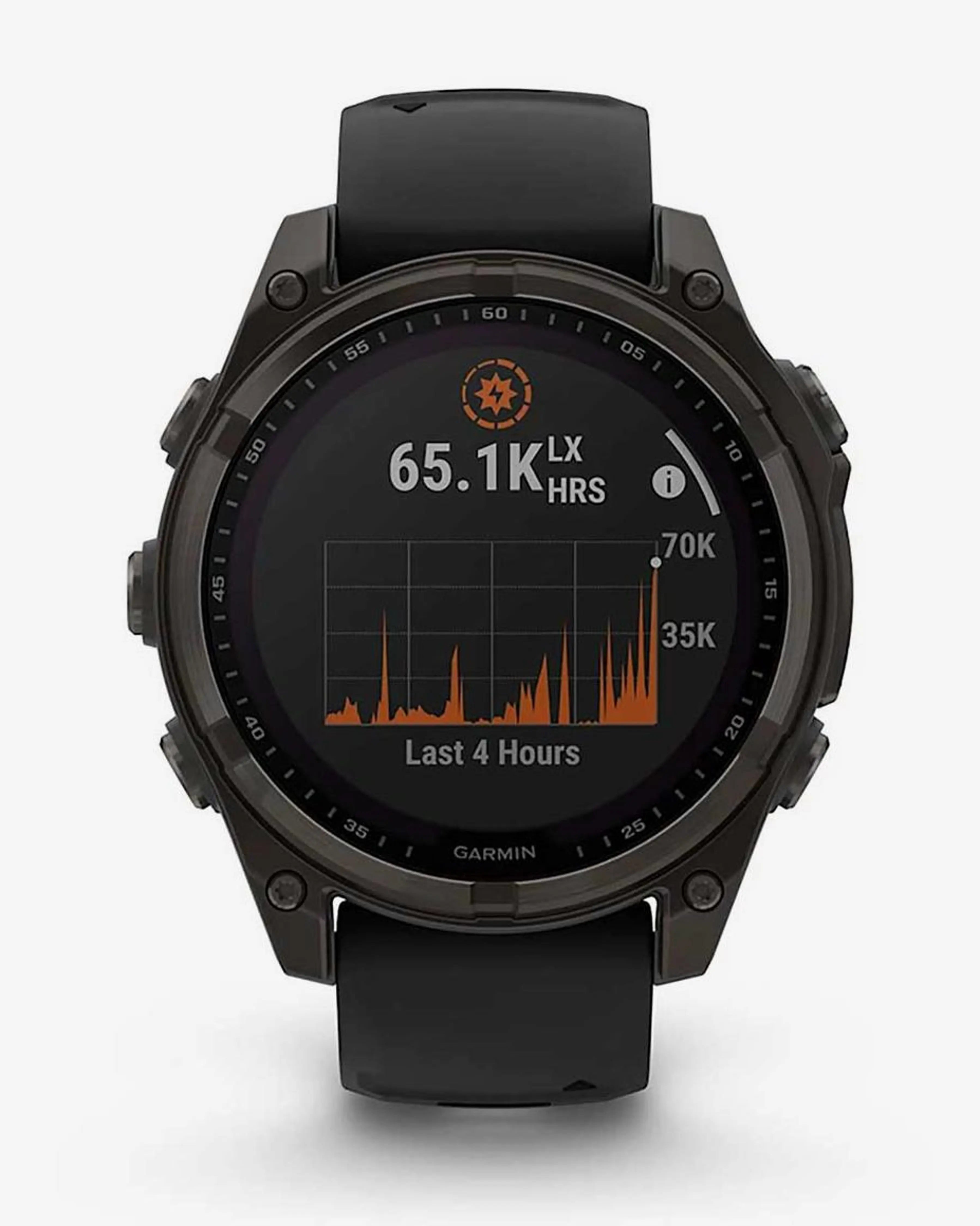Bracelete Garmin Fenix ​​​​8 Sapphire Solar 47mm em titânio, cinzento carbono e preto