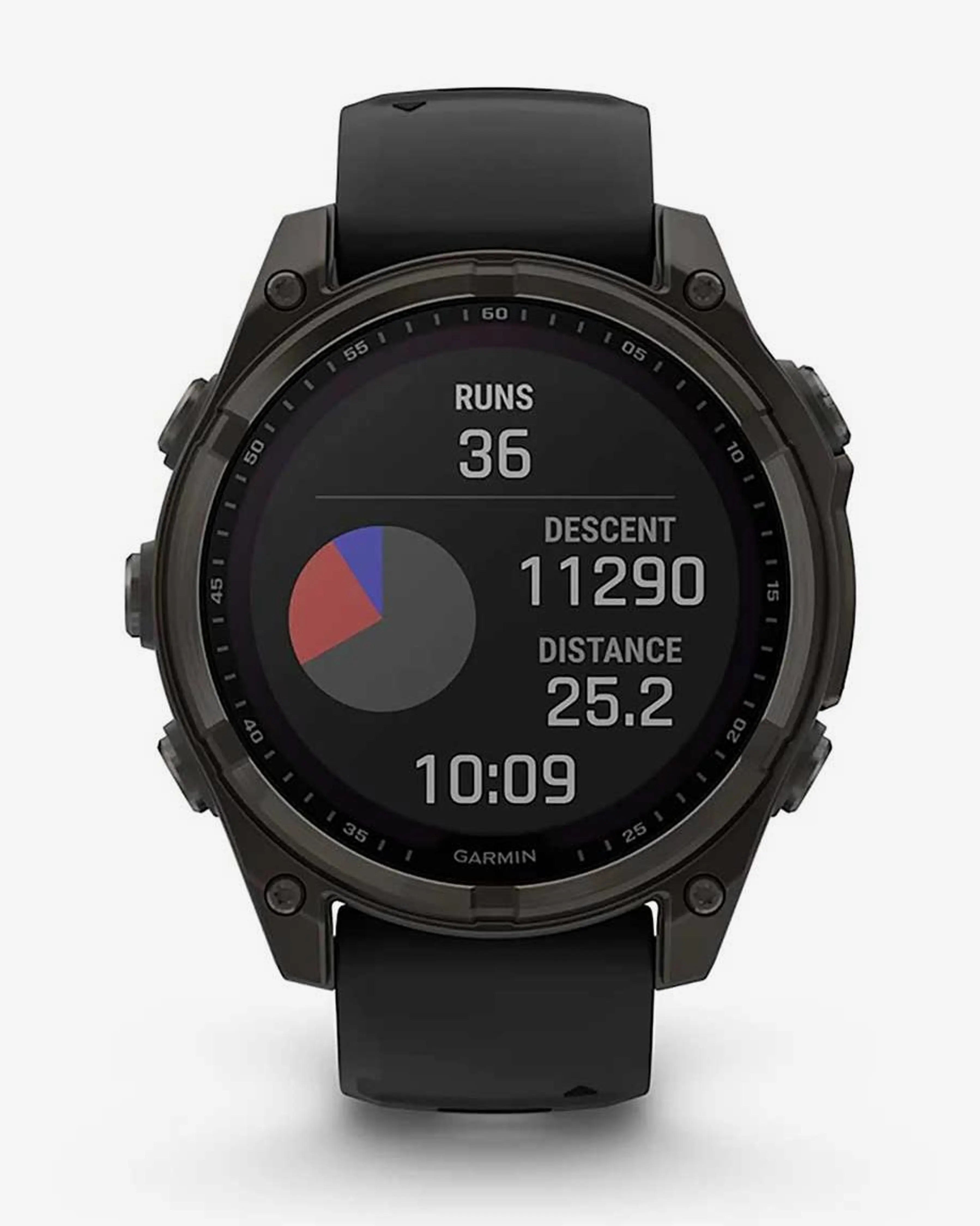 Bracelete Garmin Fenix ​​​​8 Sapphire Solar 47mm em titânio, cinzento carbono e preto