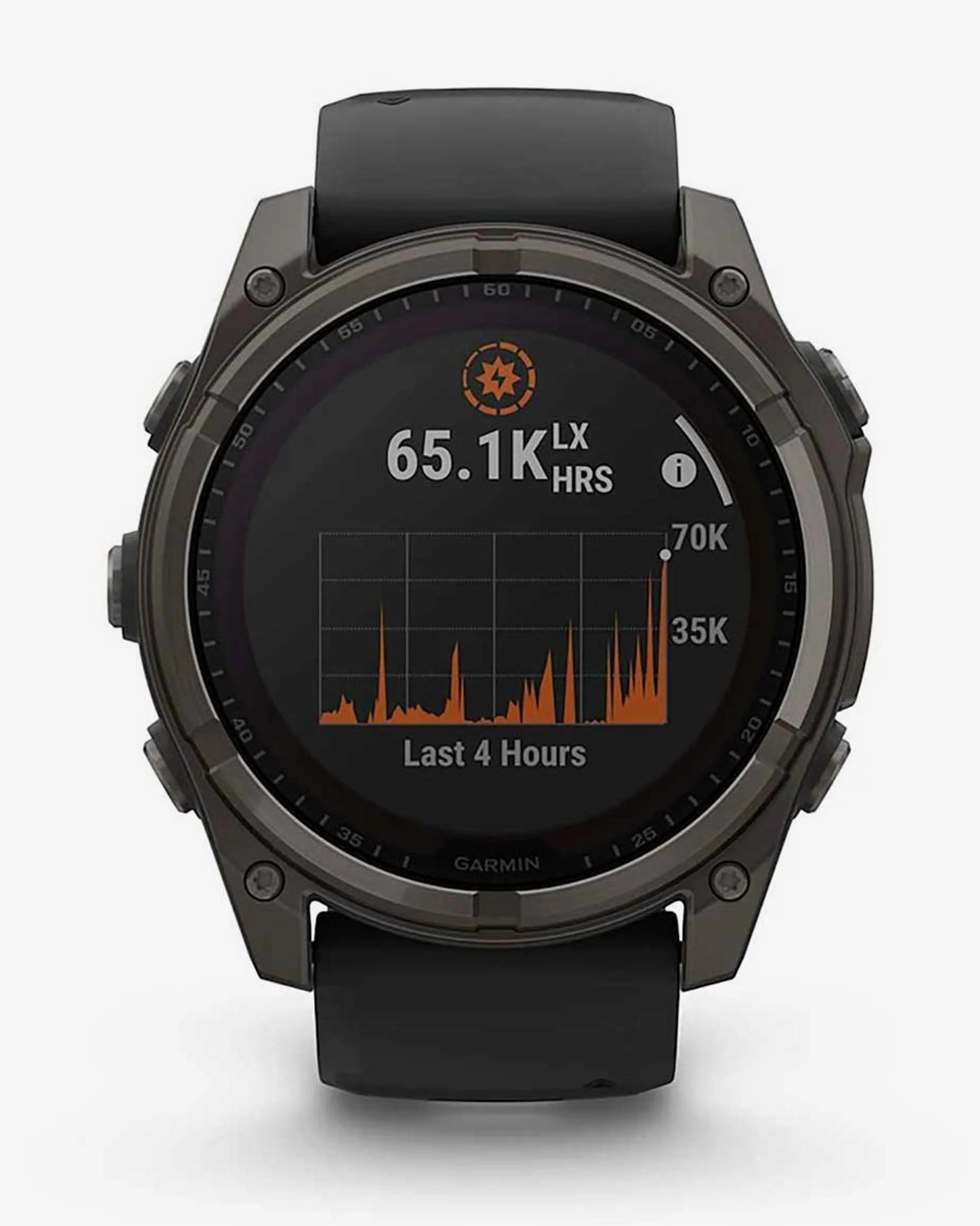 Bracelete Garmin Fenix ​​​​8 Sapphire Solar 51mm em titânio, cinzento carbono e preto