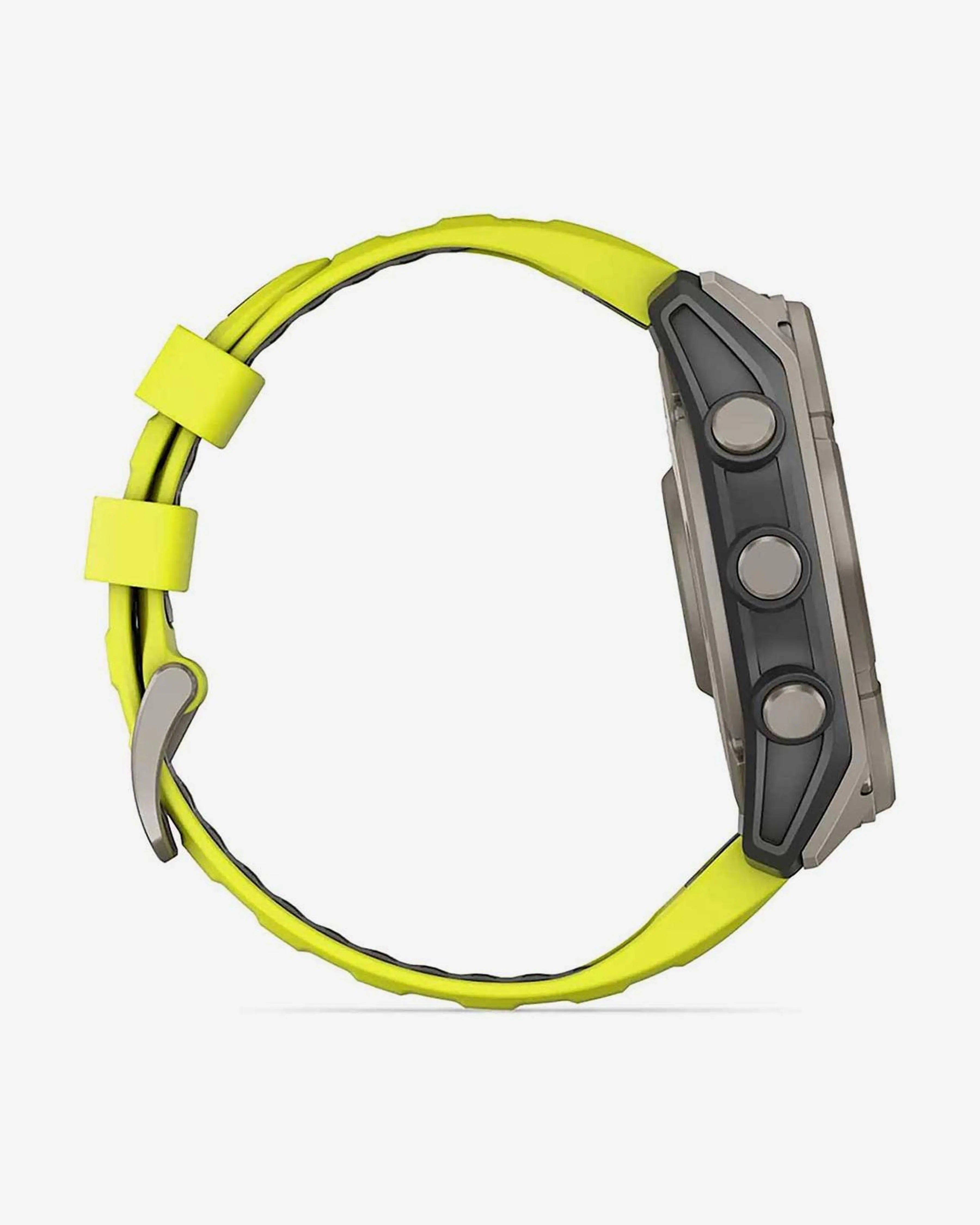 Bracelete Garmin Fenix ​​​​8 Sapphire Solar 51mm em titânio cinzento e amarelo