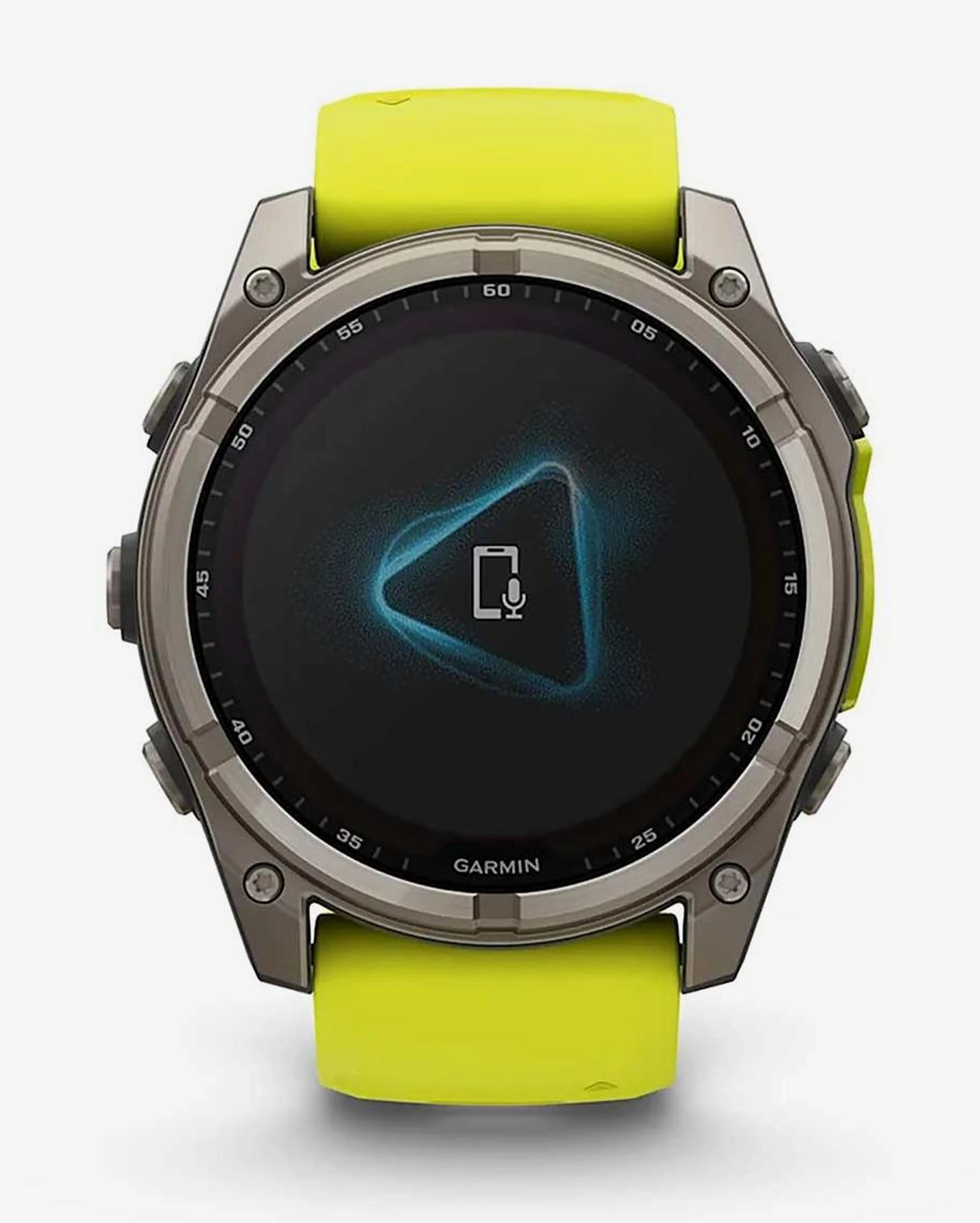 Bracelete Garmin Fenix ​​​​8 Sapphire Solar 51mm em titânio cinzento e amarelo